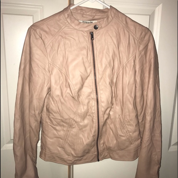 Forever 21 Jackets & Blazers - Tan / nude / light pink leather jacket